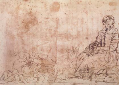Seated Woman and Plants (mk17)